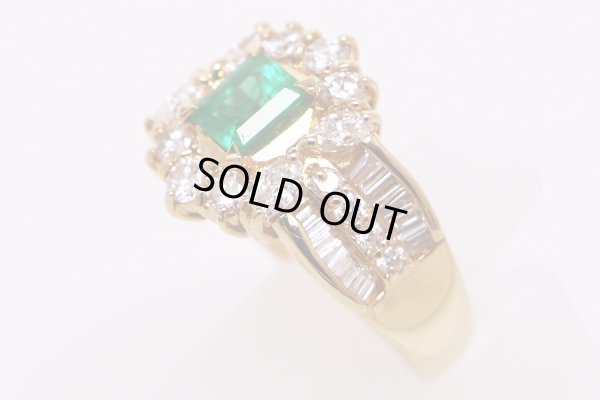 K18 エメラルドダイアイリリング 0.635ct 1.25ct 7.70g　サイド