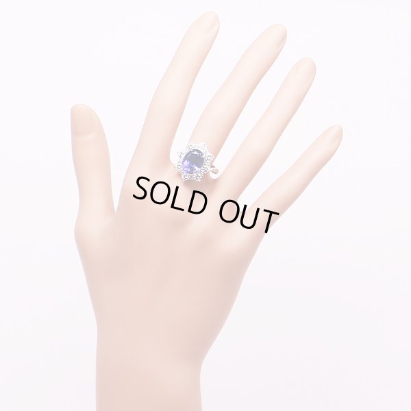 PT900 タンザナイトダイアイリリング 5.313ct 1.40ct 9.10g　装着イメージ