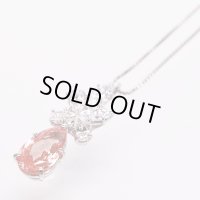 Pt850/900 パパラチアサファイアダイアイリペンダントネックレス 2.935ct 1.17ct 6.80g