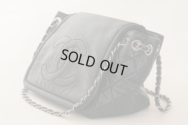 シャネル Wチェーンショルダーバック ブラック/SIV金具 サイド