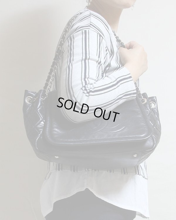 シャネル Wチェーンショルダーバック ブラック/SIV金具 サイズイメージ