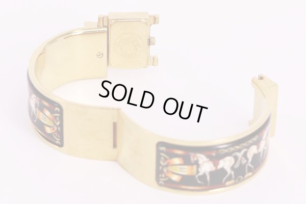 エルメス　ロケ　LO1.201　金色文字盤　馬柄黒地　GPブレス(4)