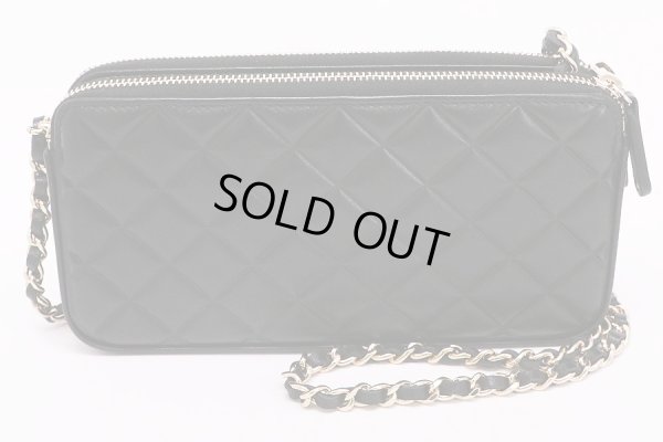 シャネル Wジップチェーンウォレット A84306 ブラック 裏面