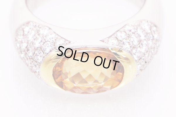 PT900/K18 インペリアルトパーズダイアイリリング 3.56ct 1.07ct 18.40g　拡大