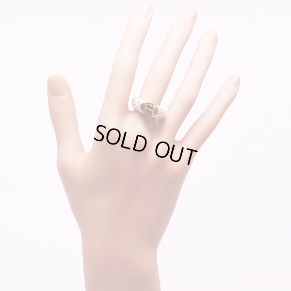 PT900/K18 インペリアルトパーズダイアイリリング 3.56ct 1.07ct 18.40g　装着イメージ