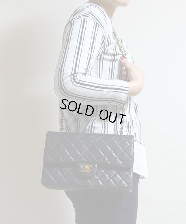 シャネル Wチェーンショルダーバック ブラック/ボルドー サイズイメージ