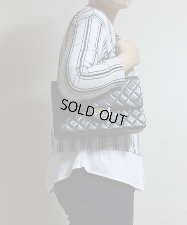 シャネル Wチェーンショルダーバック ブラック/ボルドー ショルダーサイズイメージ