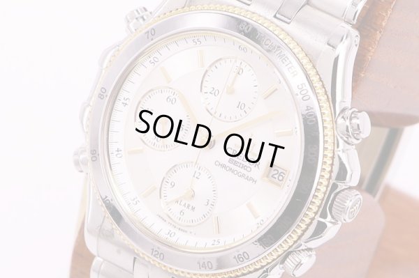 セイコー　クレドール　パシフィーク　クロノグラフ　GCLE998　白文字盤　サイド拡大