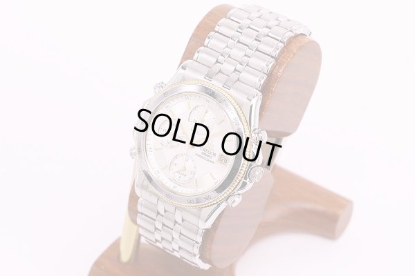 セイコー　クレドール　パシフィーク　クロノグラフ　GCLE998　白文字盤　サイド