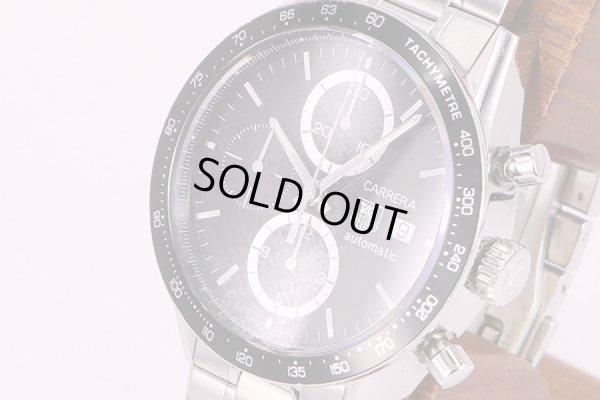 タグホイヤー　カレラ　クロノグラフ　CV2010　黒文字盤　サイド拡大