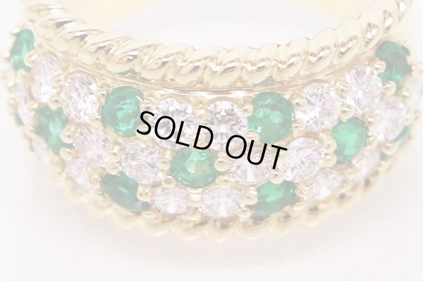 K18 エメラルドダイアイリリング 0.65ct 1.23ct 8.60g　拡大