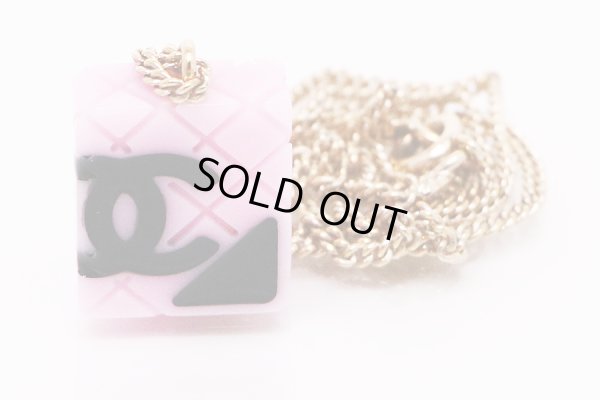 シャネル カンボンライン ネックレス ピンク 正面(1)