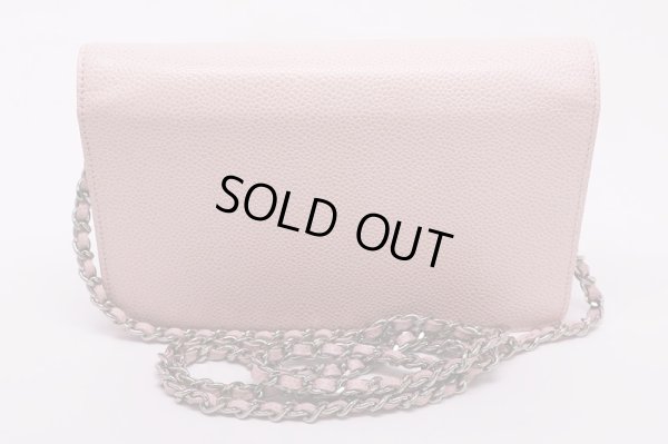 シャネル　チェーンウォレット　A48654　ピンク／SIV金具　裏面