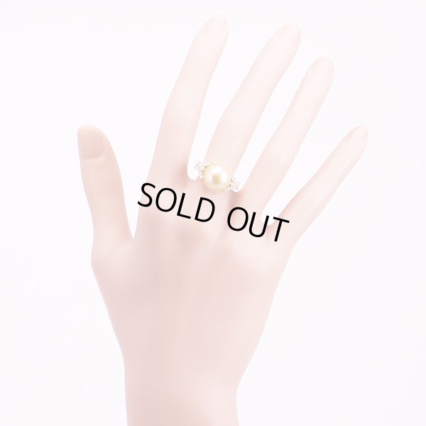 K18 イエローパールダイアイリリング 11.90mm 0.45ct 6.20g　装着イメージ