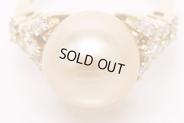 K18 イエローパールダイアイリリング 11.90mm 0.45ct 6.20g　拡大