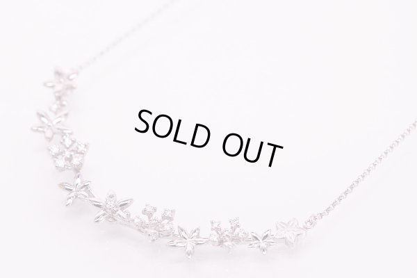 タサキ K18WG ダイアイリペンダントネックレス 0.43ct 8.70g 広げた状態