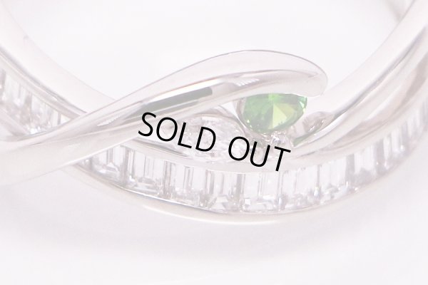 PT900 デマントイドガーネットダイアイリリング 0.08ct 0.71ct 7.60g　拡大