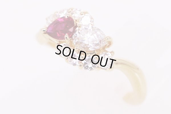 K18 ルビーダイアイリリング 0.32ct 0.33ct 0.36ct 3.30g　サイド