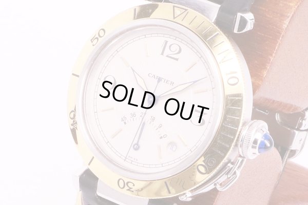 カルティエ　パシャC　コンビパワーリザーブ　1033　白文字盤　サイド拡大