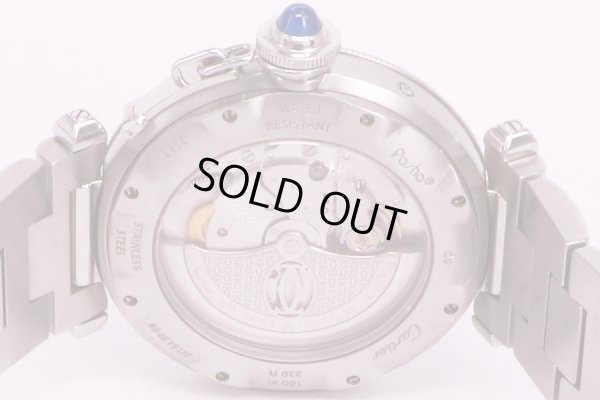 カルティエ　パシャ38　GMT　パワーリザーブ　銀文字盤　裏面拡大