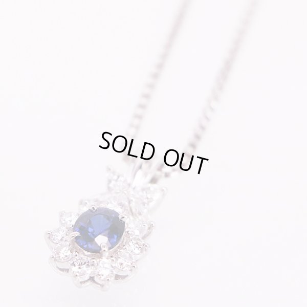 PT850/900 サファイアダイアイリペンダントネックレス 0.63ct 0.70ct 7.70g