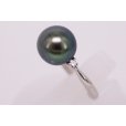 PT900 黒蝶パールダイアイリリング 11.50mm 0.11ct 7.20g　サイド
