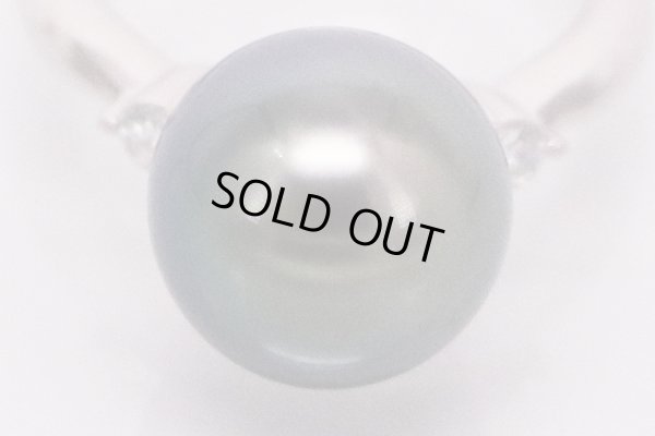 PT900 黒蝶パールダイアイリリング 11.50mm 0.11ct 7.20g　拡大