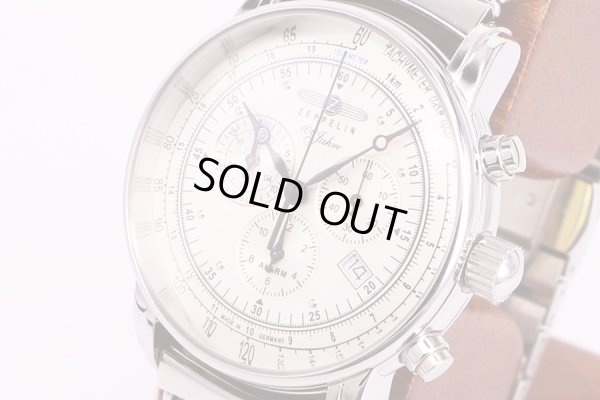 ツェッペリン　7680　クロノグラフ　100周年記念　銀文字盤　サイド拡大