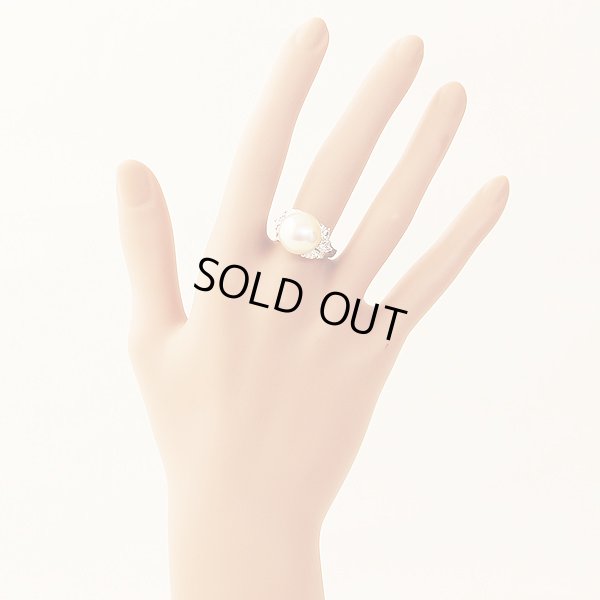 ミキモト　PT950 パールダイアイリリング 12.70mm 1.06ct 11.30g　装着イメージ