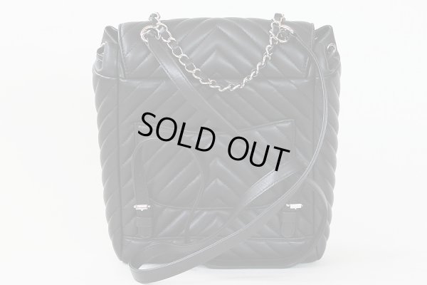 シャネル　シェブロン ステッチリュック A91121 ブラック／SIV金具　裏面