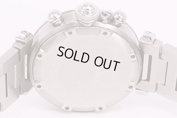 カルティエ　パシャＣ　クロノグラフ　銀／黒文字盤　裏面拡大