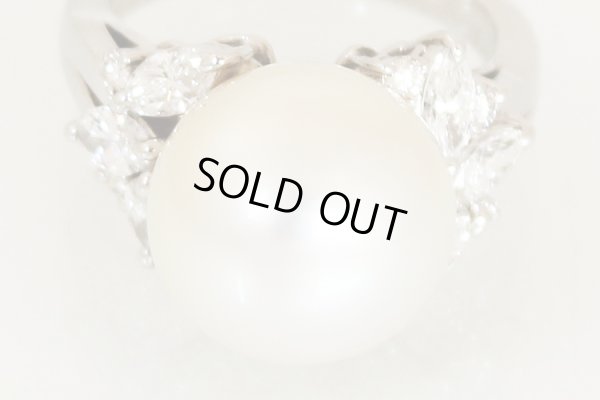 ミキモト　PT950 パールダイアイリリング 12.70mm 1.06ct 11.30g　拡大