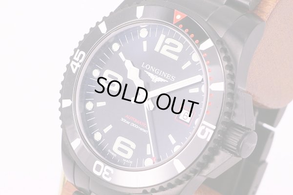 ロンジン　ハイドロコンクエスト　黒文字盤　サイド拡大