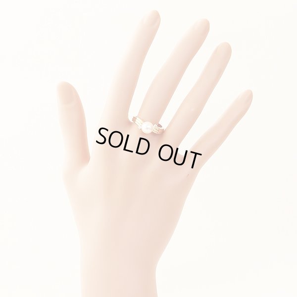 タサキ　K18 パールダイアイリリング 7.20mm 0.05ct 3.90g　装着イメージ