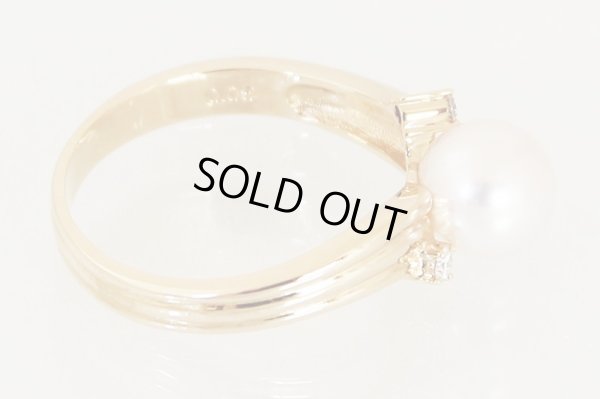 タサキ　K18 パールダイアイリリング 7.20mm 0.05ct 3.90g　パール