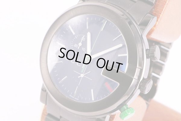 グッチ　101Ｍ　クロノグラフ　黒文字盤　サイド拡大