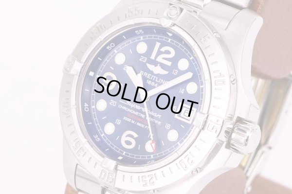 スーパーオーシャン　Ａ１７３９０　スチールフイッシュ　紺文字盤　サイド拡大