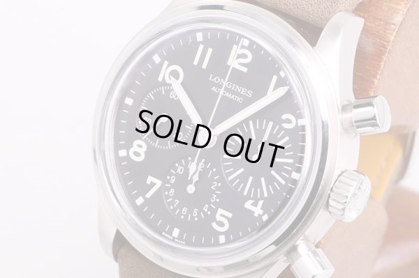 ロンジン　アビエーション　ビックアイクロノ　L2.816.4　黒文字盤　サイド拡大