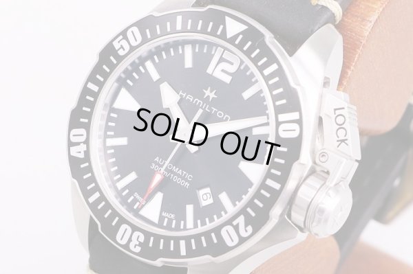 ハミルトン　カーキ　ダイバー　オープンウォーター　黒文字盤　サイド拡大