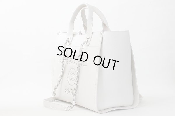 シャネル　ショッピングバッグ　クルーズ・ドーヴィルライン　アイボリーSIV金具　サイド