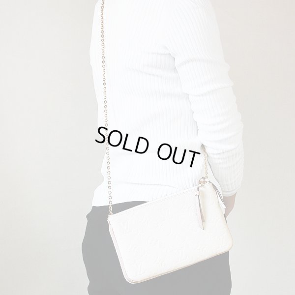 ルイ・ヴィトン　ポシェット・ドゥーブルジップ　M63919　バージュドレ　掛けたイメージ(2)