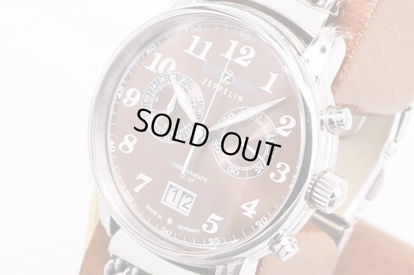 ツェッペリン　LZ127　クロノグラフ　茶文字盤　サイド拡大