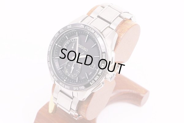 セイコー　ブライツワールドタイム　SAGA167　電波ソーラー　黒文字盤　サイド