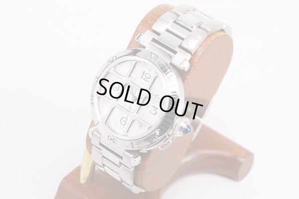 カルティエ　パシャ３８　フラットグリッド　白文字盤　サイド