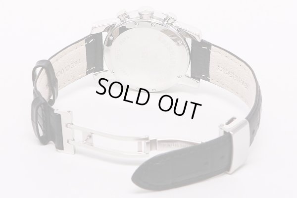 エベラール　クロノ４　ラウンド　青文字盤　革ベルト