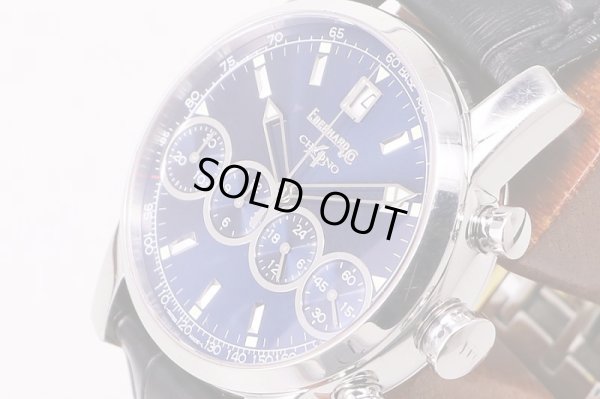 エベラール　クロノ４　ラウンド　青文字盤　サイド拡大