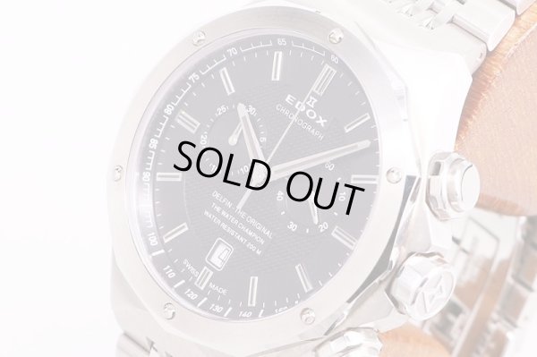 エドックス　デルフィン　クロノグラフ　１０１０８　黒文字盤　サイド拡大