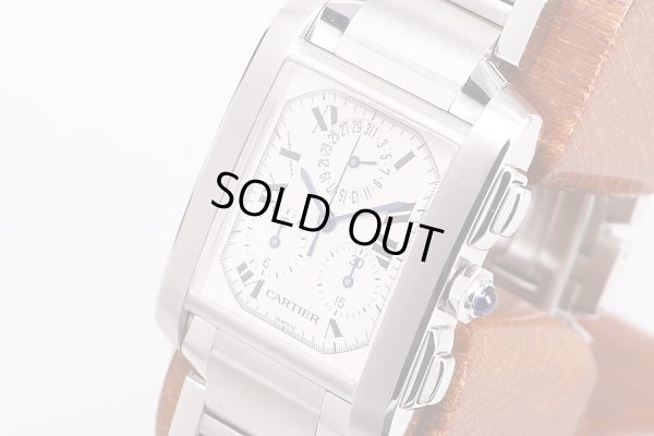 カルティエ　タンクフランセーズ　クロノリフレックス　白文字盤　サイド拡大