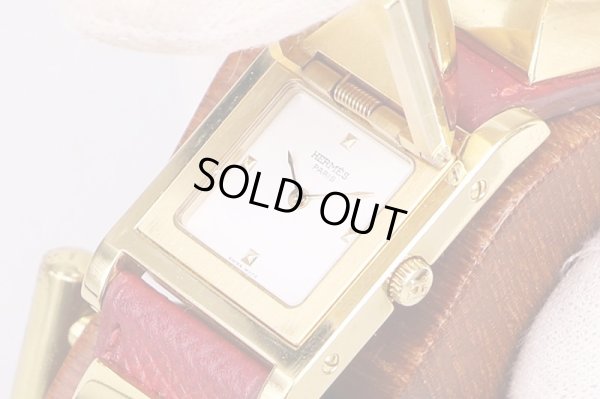 エルメス　メドール　白文字盤　サイド(2)拡大