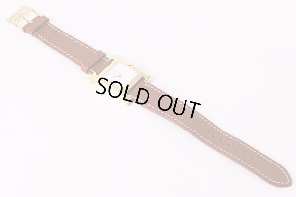 エルメス　Ｈウォッチ　HH1.210　白文字盤　革ベルト表面状態